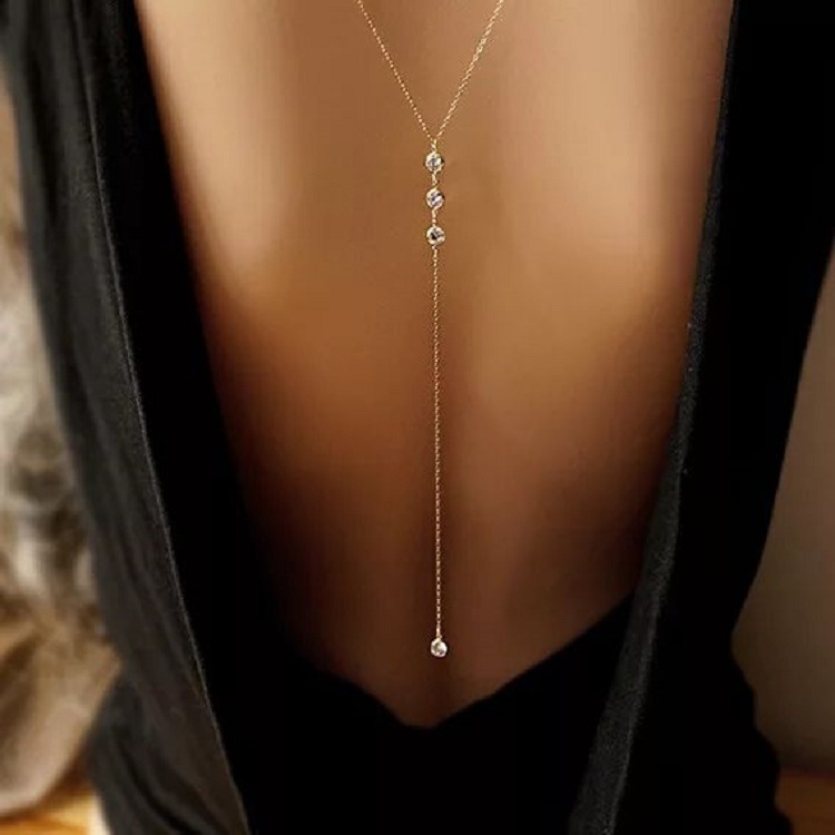 Body Jewelry Necklace - Nieuwe Strass Sexy vrouwen Terug Ketting