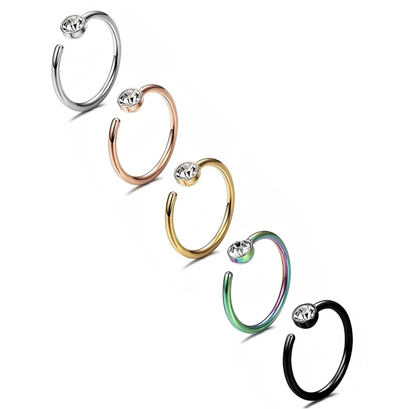 Body Jewelry Surgical Steel - 5 stuks 18G neusringen C-vormige neusstuds