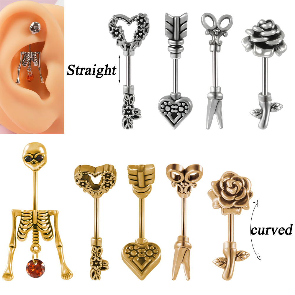 Body Jewelry Surgical Steel - 1Pc Vintage Chirurgisch Staal Skelet Pijl