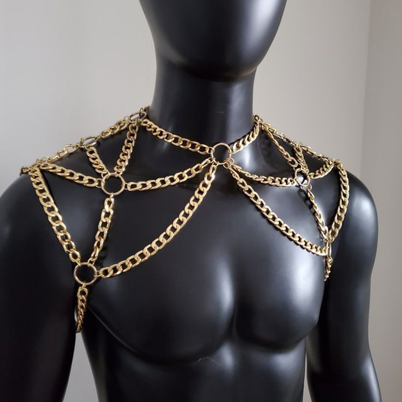 Body Jewelry Necklace - Punk Mannen Schouder Body Chain Terug