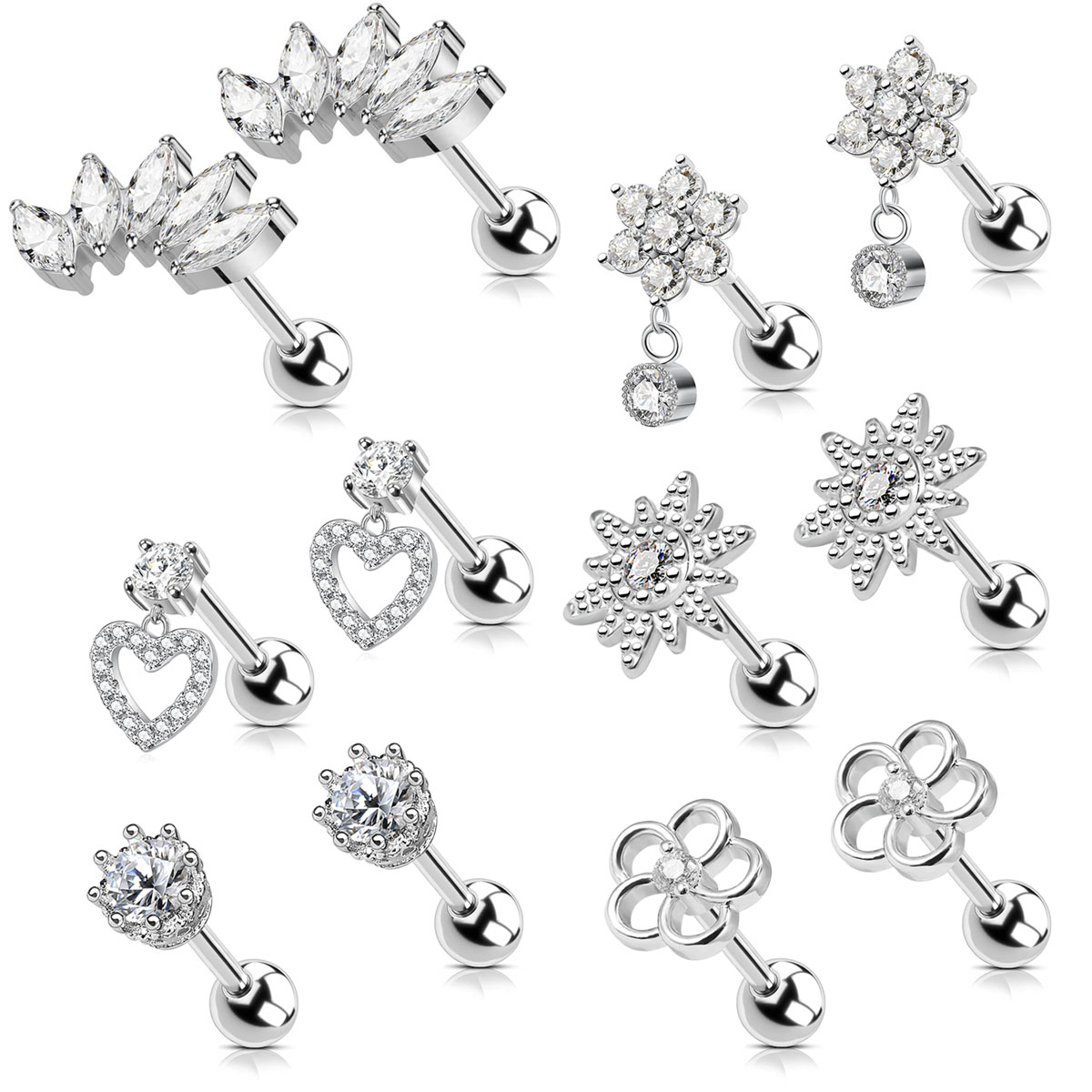 Body Jewelry Surgical Steel - 2 stks Kraakbeen Oorbellen Stud Voor