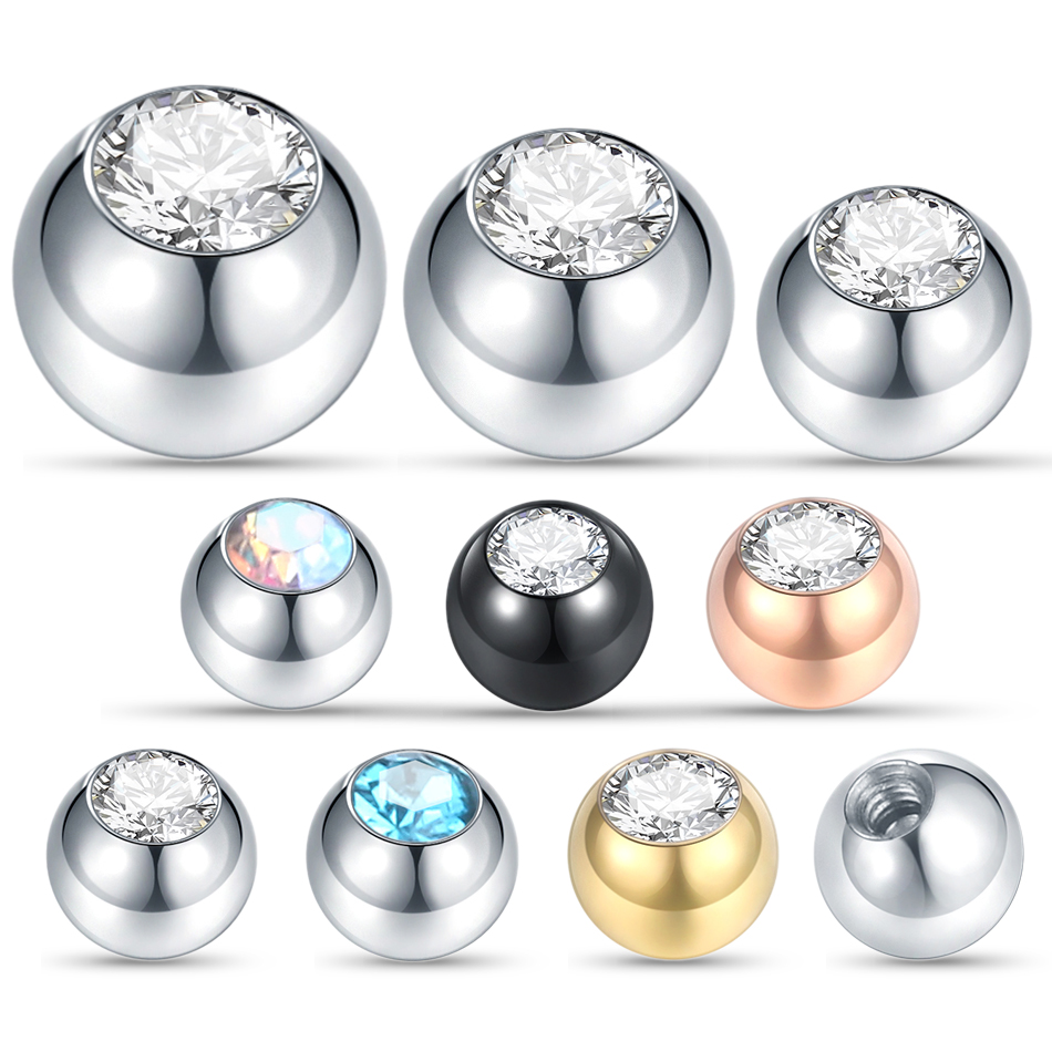 Body Jewelry Replacement Ball - 10Pcs Staal Piercing Ballen Cz Gem