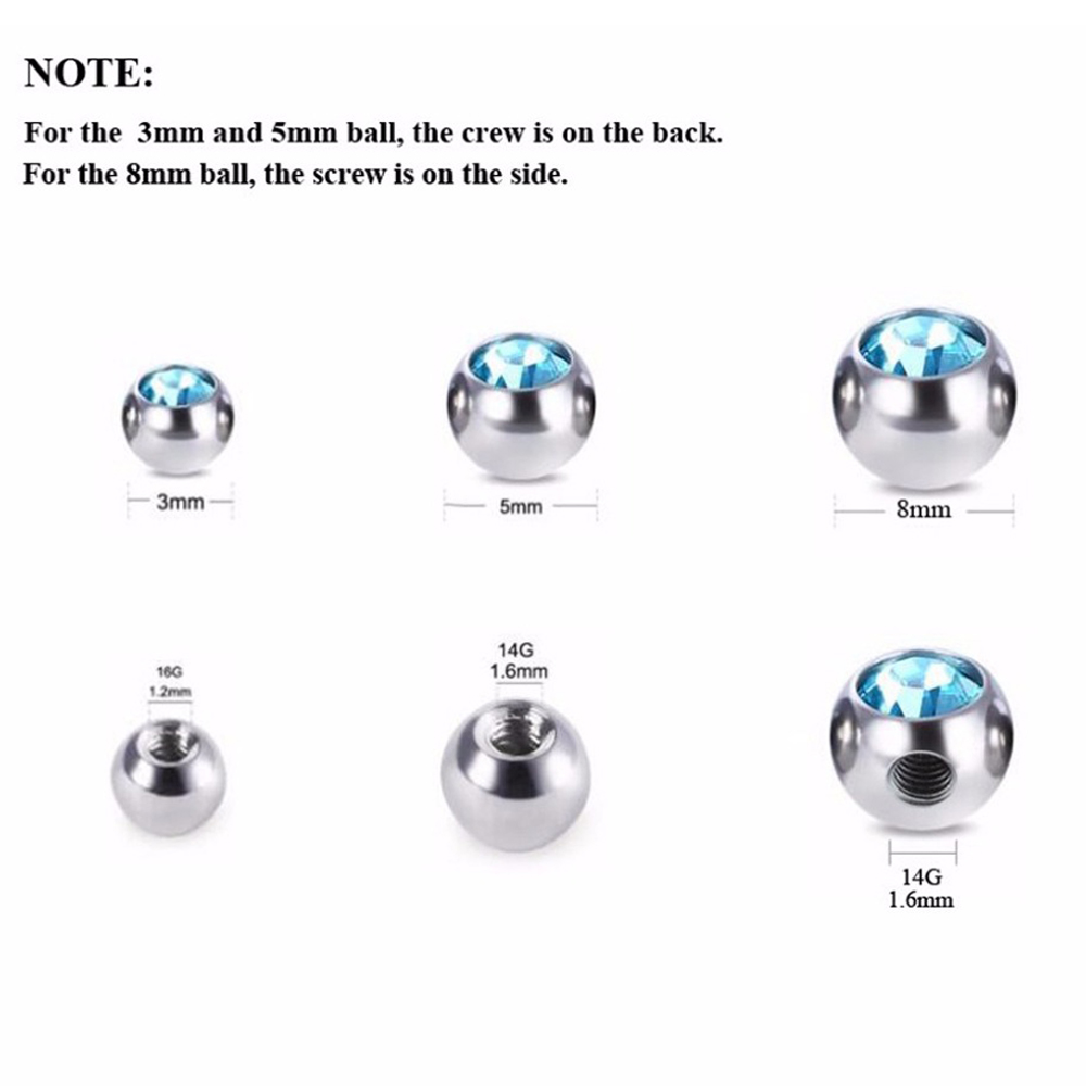 60Pcs Rvs Cz Schroef Gat Verva - Body Jewelry Replacement Ball recensie en prijs
