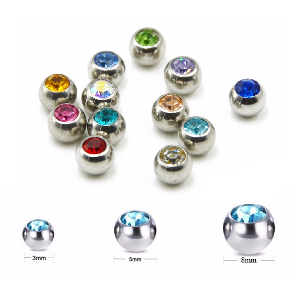 60Pcs Rvs Cz Schroef Gat Verva - Body Jewelry Replacement Ball recensie en prijs