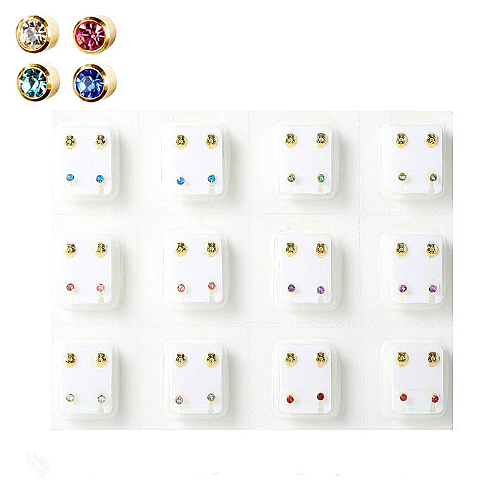12 Paar Kristal Medische Oorbe - Body Jewelry Surgical Steel recensie en prijs