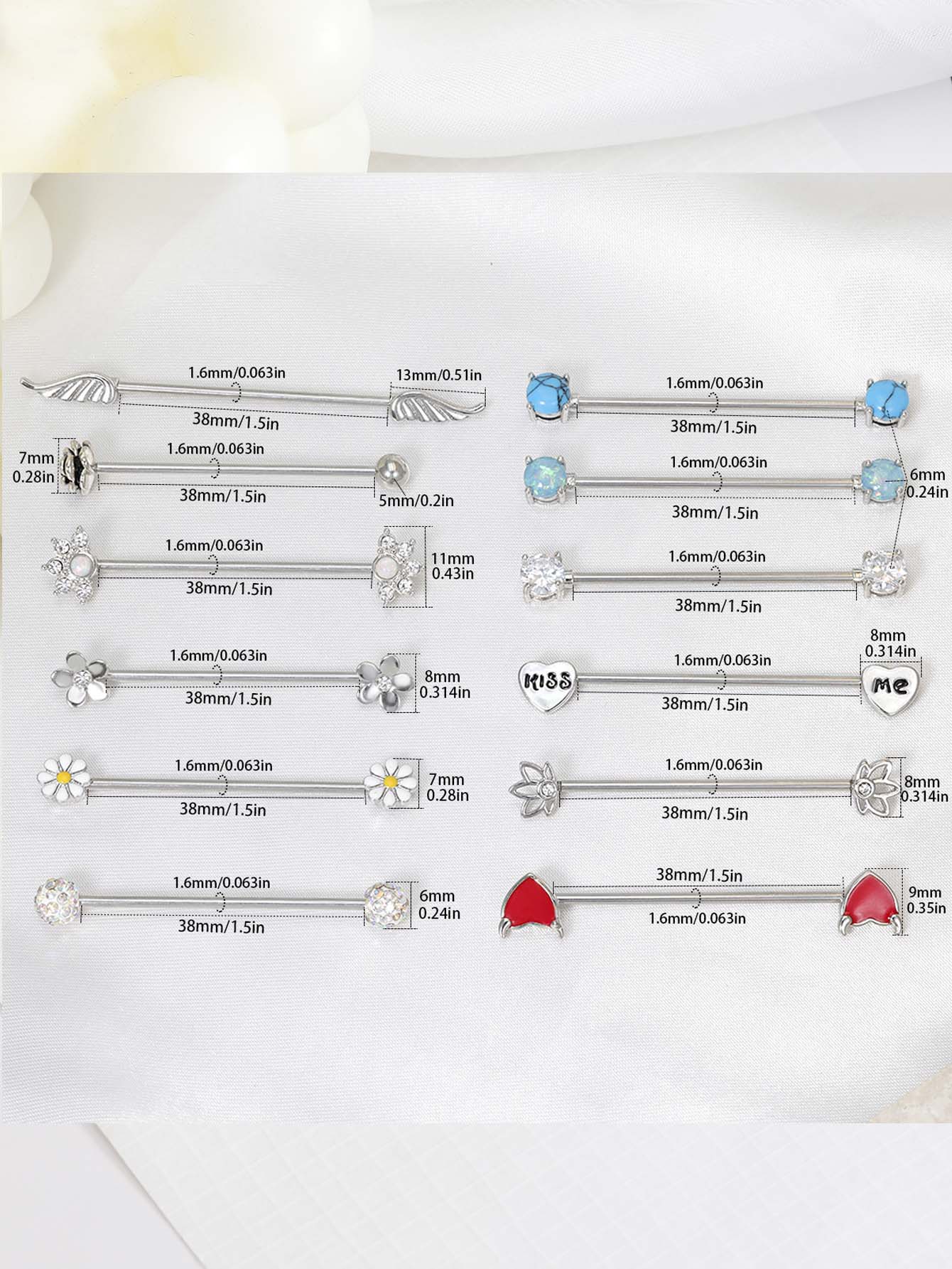 16G Pijlen Harten Industriële  - Body Jewelry Surgical Steel recensie en prijs