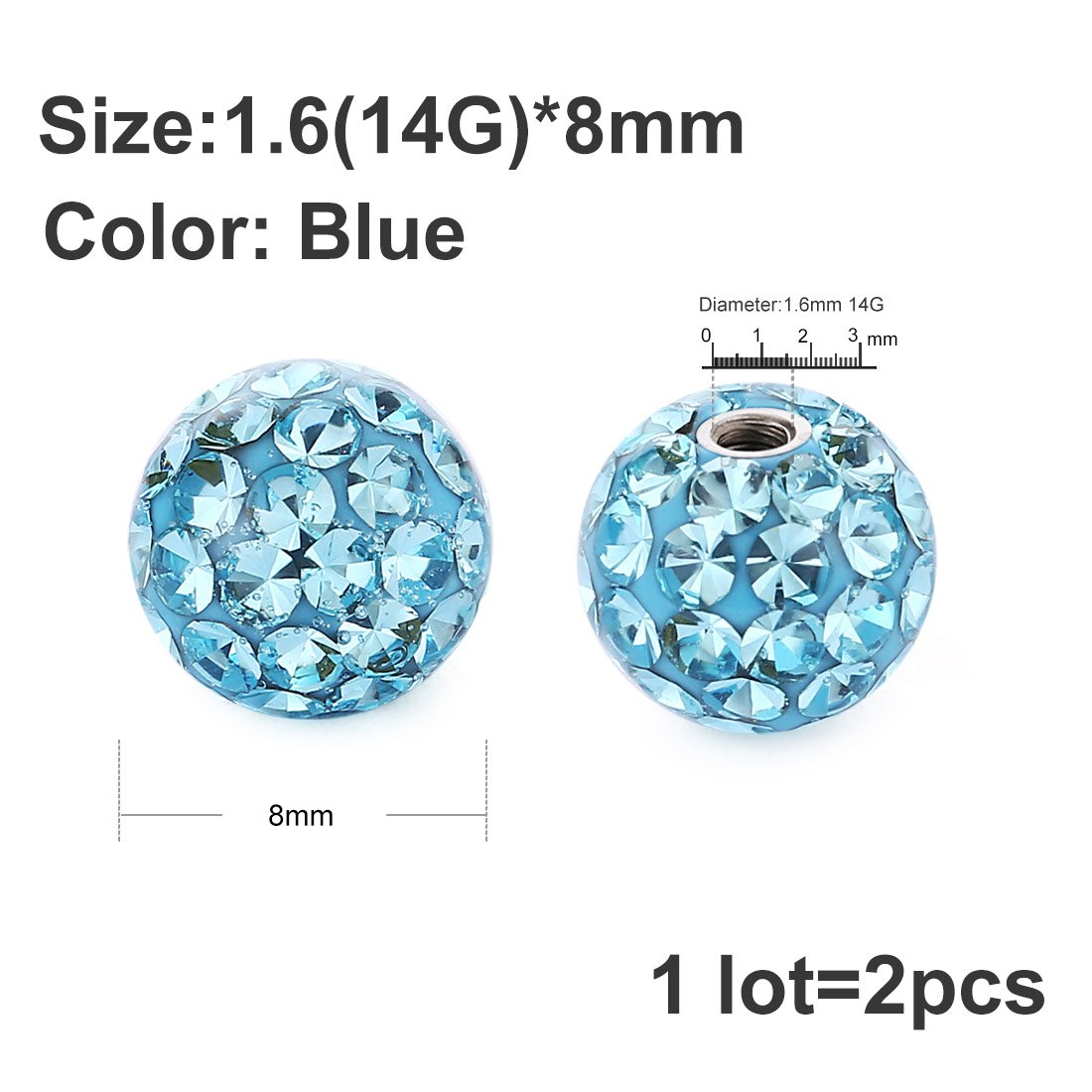 2 Stuks 14G 16G Chirurgisch Ro - Body Jewelry Replacement Ball recensie en prijs