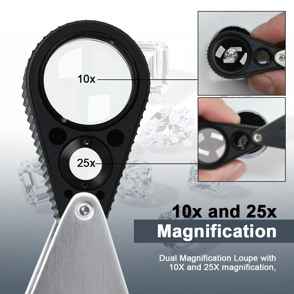 Dubbele 10X 25X juweliersloep  - Body Jewelry Repair recensie en prijs