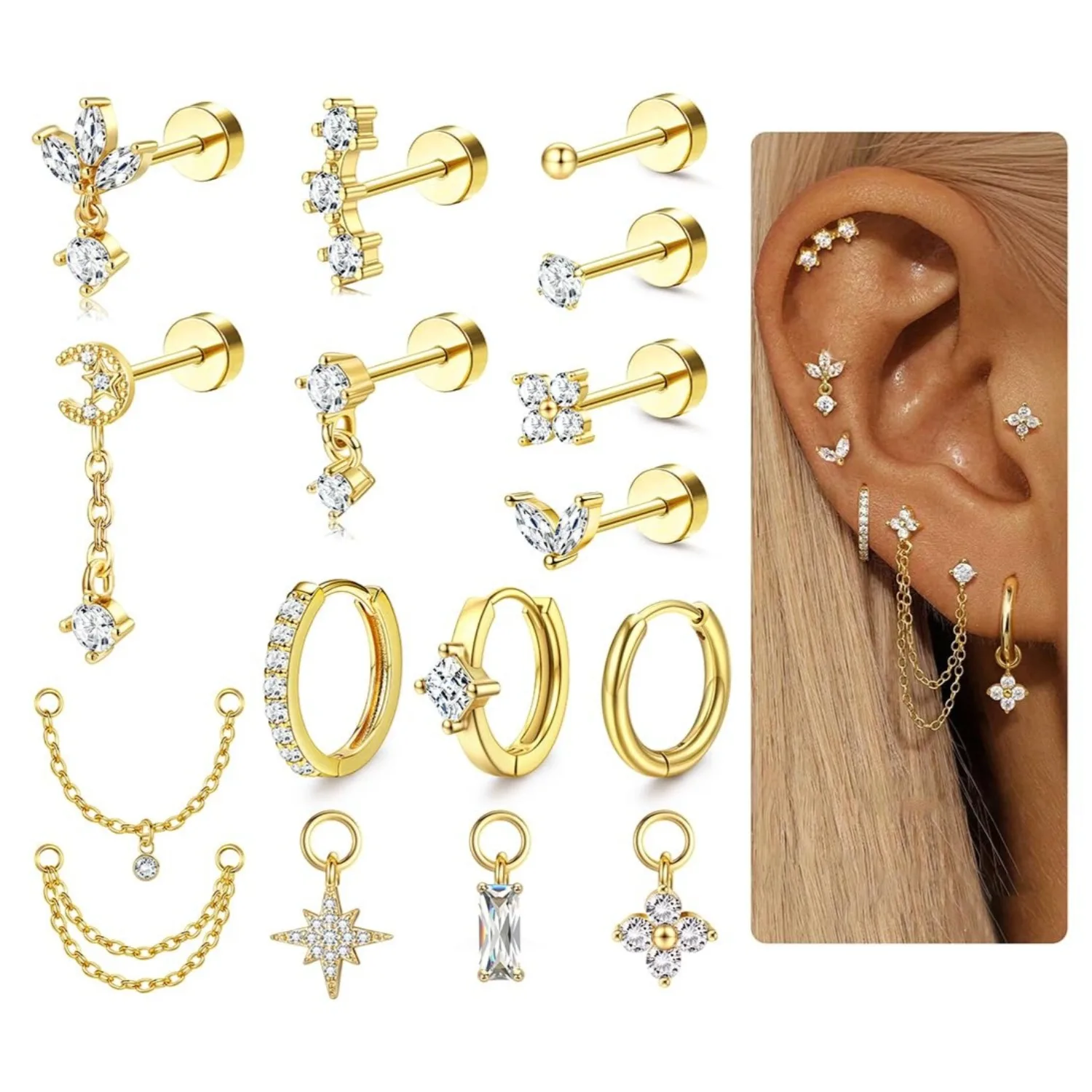 16 Gauge kraakbeenoorbellen vo - Body Jewelry Surgical Steel recensie en prijs