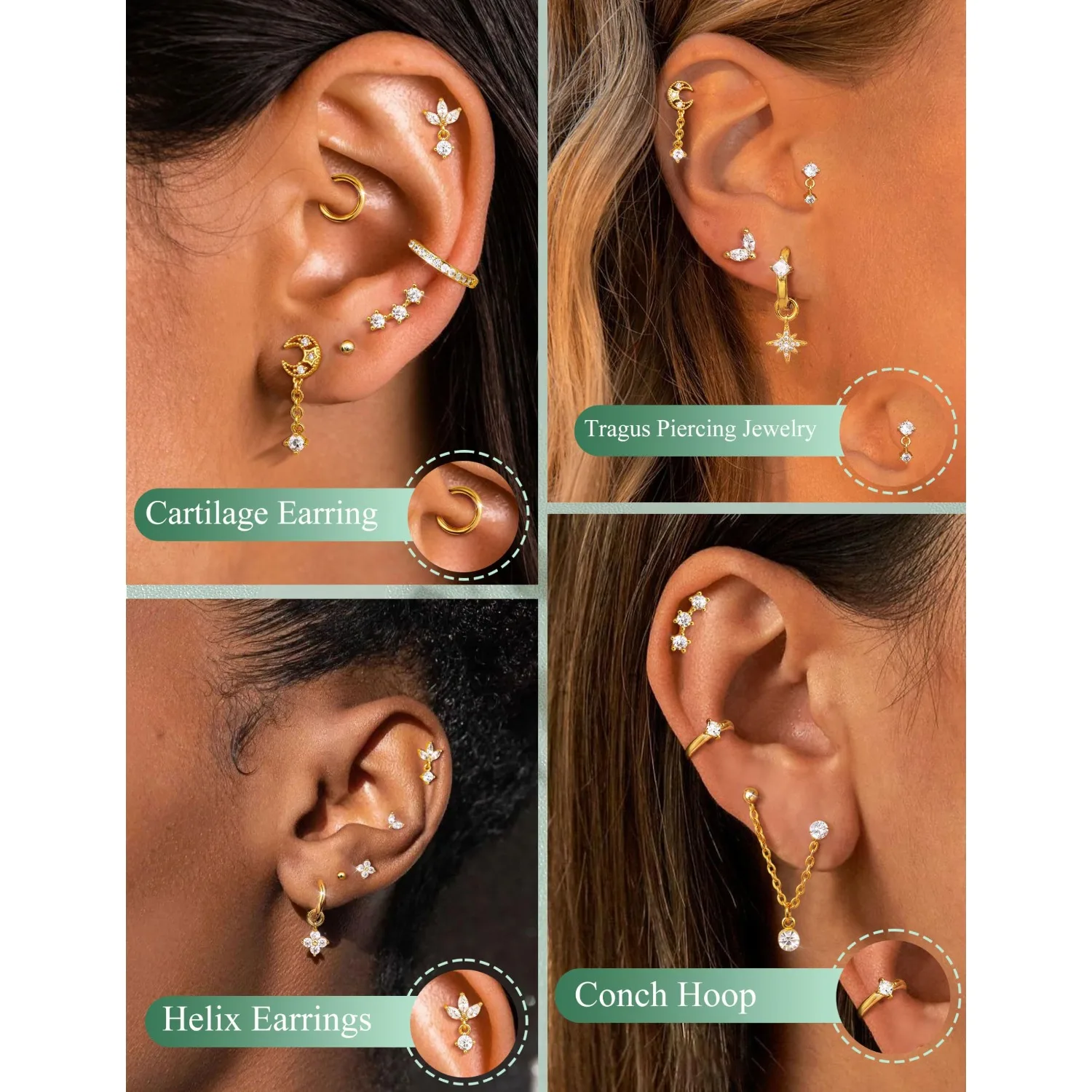 16 Gauge kraakbeenoorbellen vo - Body Jewelry Surgical Steel recensie en prijs